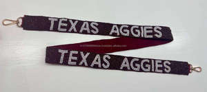 สายสะพายกระเป๋าสีขาวประดับลูกปัด พร้อมตัวอักษรสีแดงเลือดหมู ประดับด้วยลูกปัดเม็ดเล็ก สไตล์วิทยาลัย ใช้เป็นสายสะพายไหล่หรือสายสะพายข้างได้ จำหน่ายจำนวนมาก - Product Image 2