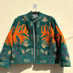 Best Selling Suzani Embroidery <b>Jacket</b> Women Cropped Floral <b>Hippie</b> Coat Warm Winter Outerwear Factory Price Wholesale - Product Image 1