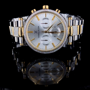 Montre de luxe pour femme avec mouvement mécanique ETA, boîtier en acier inoxydable 30 mm, cadran analogique en verre, résistance à l'eau 100 bars, lunette sertie de diamants, bouton poussoir - Product Image 2