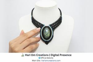 Collier artisanal en macramé avec chaînes à billes classiques en jade, pendentif statement, cordon en bambou réglable, bijou en pierres précieuses, cadeau - Product Image 4
