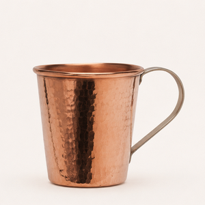 Pure Hammered Copper Moscow Mule Mug Artisanal <b>Drinkware</b> for Cocktails and Beer Solid Copper Handle Antique Finish Barware - Product Image 1