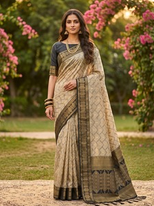 Sari de Tela de Algodón Suave - Estilo Indio/Pakistaní Moderno con Bordado Intenso para Baile de Graduación/Fiesta/Diwali - Product Image 2