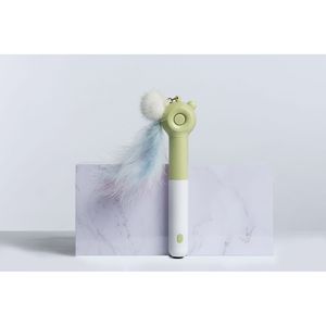 KITIQUE Giocattolo Interattivo per Gatti 3-in-1 Retrattile ed Estensibile con Piume e Bacchetta Laser - Product Image 2