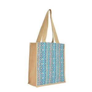 Good Quality Natural Geometric Print Jute <b>Bag</b> Durable <b>Bag</b> for Farmers Market Shopping Use Available at Factory Price - Product Image 3