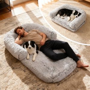 Letti Ortopedici per Cani di Taglia Grande 180x110x23 cm, Pieghevoli, in Peluche, Lavabili, Dimensioni Adatte agli Umani per il Massimo Comfort, Letti per Animali Domestici - Product Image 1