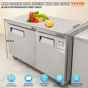 Attrezzatura di refrigerazione da cucina commerciale 48 \ "frigorifero piano di lavoro sotto banco 12.85 Cu. Ft 2 porta spessa in acciaio inox - Product Image 2