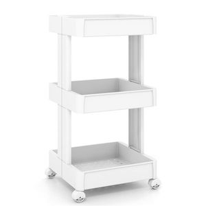 Carrito de Almacenamiento Rodante de 3 Niveles, 15.5'' x 14.5'' x 30'', Bandejas Ventiladas Desmontables para Cocina y Baño - Product Image 4