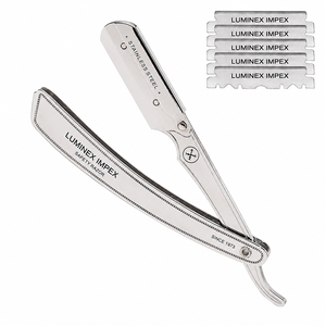 Navaja de Afeitar Recta Vintage Luminex Impex con Mango de Concha de Abulón y Acero al Carbono, Lista para Usar en Barberías y Salones - Product Image 3