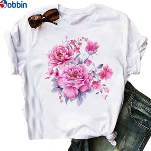 Camiseta Blanca Personalizada con Logotipo para Mujer, Camiseta Sexy de Verano, Camiseta con Estampado Floral para el Día de San Valentín, Estilo para Chicas, Talla Grande - Product Image 3