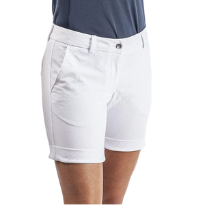 Pantalones Cortos Bermuda Blancos para Mujer, Corte Regular, Cintura Media, Cierre de Botones, Color Sólido, Algodón Oxford, Pantalones Casuales de Verano - Product Image 3