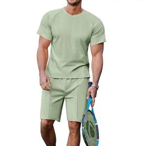 Conjunto de camiseta de verano para hombre, conjunto deportivo de 2 piezas, ropa deportiva para fitness, camisetas de manga corta y pantalones cortos con estampado de marca personalizada - Product Image 2