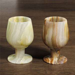 Verre à vin en onyx, patchwork, design en pierre fait main de luxe, vaisselle décorative pour la maison, le bar, l'hôtel, la salle à manger - Product Image 1