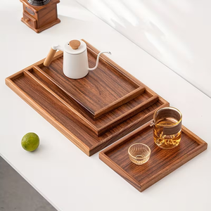 1 <b>Walnut</b> Wood Rectangular Tray for Tea, Breakfast, <b>Coffee</b>, and Snacks Wooden Breakfast Trays - Product Image 5