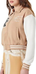 Chaqueta Varsity Corta Personalizada para Mujer, Chaqueta Universitaria de Lana Estampada, Impermeable, Acolchada, Térmica y Transpirable, Estilo Universitario - Product Image 2
