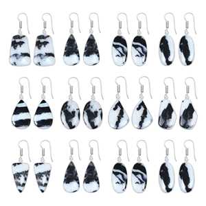 Excelentes Pendientes de Gota con Turquesa Natural de Búfalo, Piedra de Nacimiento de Diciembre, Joyería Hecha a Mano, Pendientes de Latón Plateado - Product Image 1