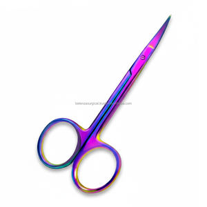 Rainbow Iris Manual Scissors 4.5" Curved Autoclavable <b>Stainless</b> <b>Steel</b> Tungsten Carbide Inserts Micro Dissecting for Ophthalmic - Product Image 1