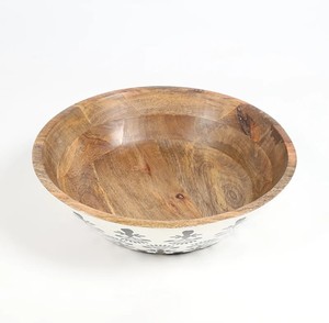 Bol en bois fait main avec motif bohème noir pour fruits et collations, vaisselle rustique pour la maison - Product Image 3