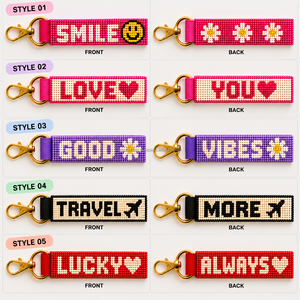 Porte-clés perlé double face Good Vibes Girl Power, bracelet perlé personnalisé, pendentif de sac Dream Big Self Love Stay Wild – Vente en gros - Product Image 2