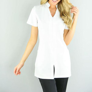 Tunique de salon personnalisée avec logo, vêtements de beauté, de coiffure, de massage, de spa, de santé, uniforme pour esthéticiennes, meilleure qualité en coton et élasthanne - Product Image 2
