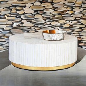 Table basse minimaliste faite à la main en incrustation d'os pièce décorative de style maison classique et moderne avec art géométrique - Product Image 4