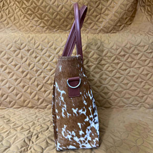 Bolso Tote de Cuero Vacuno para Mujer, Bolso de Mano de Moda, Patrón Marrón y Blanco, Bolso de Hombro de Cuero Genuino, Gran Capacidad, Uso Diario - Product Image 2