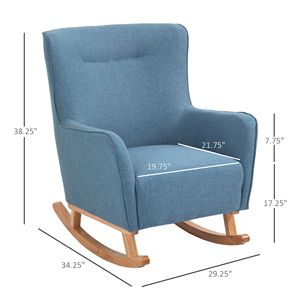Poltrona Relax in Stile Moderno, Sedia a Dondolo in Legno Resistente con Accenti Blu, Design Moderno - Product Image 2