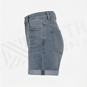 Shorts en jean décontractés mi-longs pour femme, collection unique, taille haute, couleur personnalisable, style tendance, pour l'été et les activités de plein air - Product Image 3