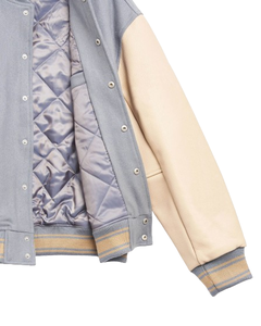 Veste universitaire en laine pour homme, style streetwear, manches en cuir de vache véritable, broderie personnalisée, patch en chenille, style hiver, grandes tailles - Product Image 2