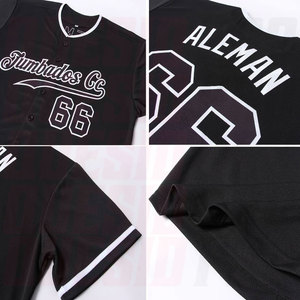 Maillot de baseball authentique noir et noir-blanc entièrement personnalisé avec impression par sublimation, design personnalisé, couleurs du logo - Product Image 5