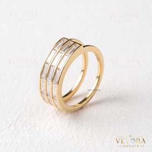 Bague en argent sterling massif de qualité supérieure avec triple rangée de moissanite taille baguette, détail de bijouterie pour une touche d'élégance et de luxe pour bague Oura - Product Image 3