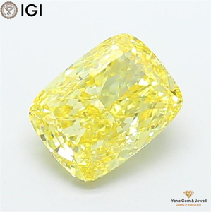 Diamant de laboratoire CVD de 2,02 carats, taille coussin, couleur jaune vif fantaisie, clarté VS1, avec certificat IGI, pour une bague de mariage intemporelle - Product Image 1