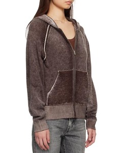 Cárdigan de punto suave con capucha de mezclilla para mujer, con cremallera, manga larga, color liso, bolsillos delanteros, estilo casual, para primavera - Product Image 2
