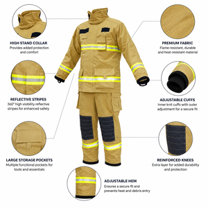 Tenue de protection ignifuge personnalisable pour pompiers, uniforme de sauvetage haute visibilité, style deux pièces - Product Image 3