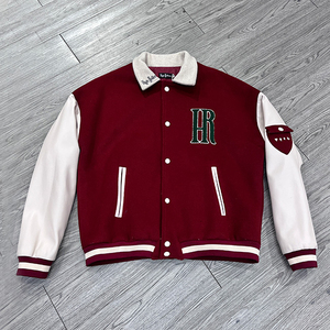 Veste de baseball personnalisée pour homme, manches en cuir, veste d'hiver, broderie chenille, col rembourré, boutons - Product Image 6