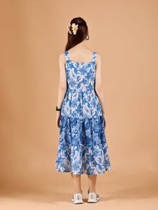 Vestido Midi Holgado de Algodón con Estampado Floral para Mujer, Bordado con Impresión Digital, Diseño Sólido, Cintura Natural, Formal, para Verano - Product Image 2