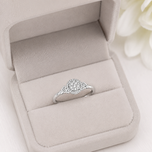Women's 0.60 TCW Real <b>Diamond</b> <b>Ring</b> in 14K White Gold | Round Halo Engagement <b>Ring</b> Anniversary Wedding Fine Jewelry Gift Bridal - Product Image 4