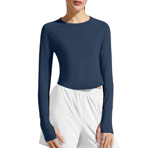 Haut de yoga pour femme à manches longues, pour fitness, yoga, gym, séchage rapide, anti-transpiration, respirant, en spandex/nylon - Product Image 3