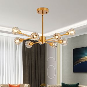 Lampadario Moderno in Cristallo da 28 Pollici con 9 Luci Dorate per Soggiorno, Camera da Letto, Sala da Pranzo, Tavolo, Cucina - Categoria Prodotti Lampade a Sospensione - Product Image 2