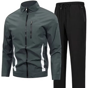 Men's Two Piece Tracksuit Set Stand Collar <b>Zip</b> <b>Up</b> <b>Jacket</b> Drawstring Pants Lightweight Casual Sportswear - Product Image 6
