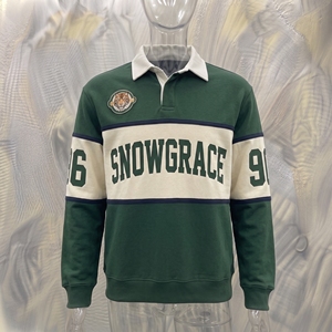 Chemise en jersey respirante unisexe Snowgrace à col en V court, rayée, coupe décontractée, printemps-été, adulte, polyester, broderie lettre - Product Image 3