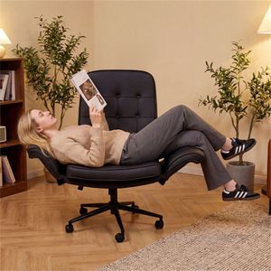 Sedia da Ufficio Girevole in Pelle con Base in Acciaio Regolabile, Materiale in Nylon e Tasche Laterali - Product Image 2