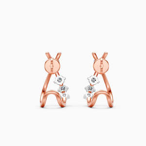 Boucles d'oreilles clous minimalistes en or jaune avec diamants de laboratoire taille brillant rond, bijoux de mariage pour femme, plaqué or 14k-22k - Product Image 1