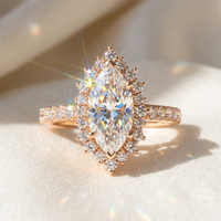 Bague de luxe en diamant de laboratoire taille marquise VVS, or rose 18 carats, diamant créé en laboratoire IGI, bijoux fins pour femme, vente chaude