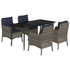 5 Piece Gray Poly Rattan Patio Dining <b>Set</b> with Cushions Elegant <b>Garden</b> <b>Sets</b> - Product Image 2
