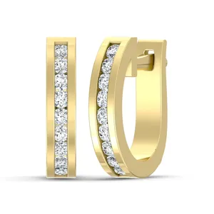 Pendientes de Aro de Oro Amarillo de 14K con Diamantes Cultivados en Laboratorio, Regalo para Mujer - Product Image 3