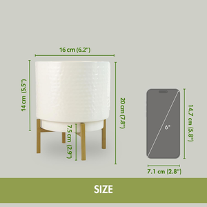 Macetero de Metal Blanco Martillado, Elegante Maceta Decorativa para Hogar Moderno, Oficina, Sala de Estar, Centro de Mesa y Decoración Interior - Product Image 2