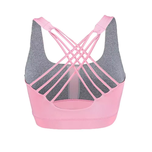 Women High Stretch Cross Back Sports Bra Padded Yoga Gym Fitness Workout Activewear <b>Top</b> Wholesale <b>Strappy</b> Training Athletic Bra - Product Image 3