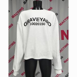 เสื้อยืดพิมพ์ลายกราฟิกแบบ DTG สีขาว เสื้อแขนยาวผ้าเทอร์มอลสำหรับผู้ชาย เสื้อยืดแขนยาวทรงโอเวอร์ไซส์ผ้าวาฟเฟิล - Product Image 2