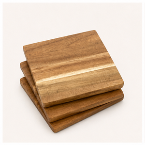 Wholesale Natural Acacia Wood Coaster Square Solid Wood Drink Mats Heat Resistant <b>Table</b> <b>Protector</b> With Custom Logo Engraving Pad - Product Image 1