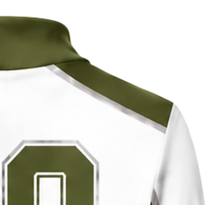 Maillot de cheerleading sublimé vert olive et blanc à manches longues – Tenue de sport athlétique pour l'entraînement, la pratique et la compétition - Product Image 6